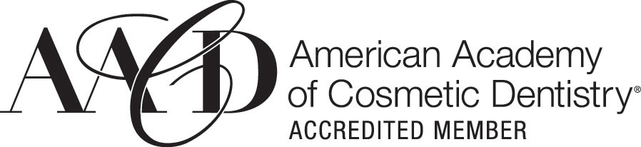 AACD logo next to the words, "American Academy of Cosmetic Dentistry Accredited Member."